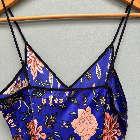 Diane Von Furstenberg Canton Electric Blue Floral Satin Midi Slip Dress Small - Picture 11 of 11